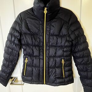 Michael Kors Navy and Gold Packable Down Jacket Size S
